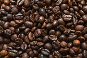 Close-up of coffee beans background