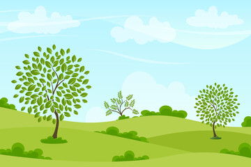 natural landscape with trees. green environment vector illustration.