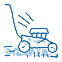 lawn mower machine doodle icon hand drawn illustration