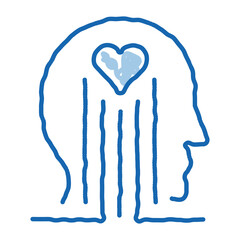 heart and brain work doodle icon hand drawn illustration