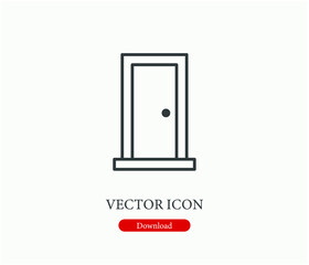 Door vector icon.  Editable stroke. Linear style sign for use on web design and mobile apps, logo. Symbol illustration. Pixel vector graphics - Vector
