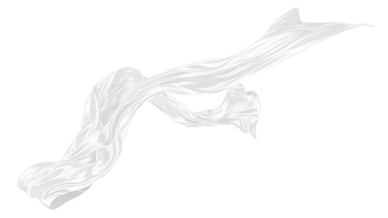 Fototapeta premium Beautiful flowing fabric of white wavy silk or satin. 3d rendering image.