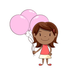 Little girl holding balloons happy cute child