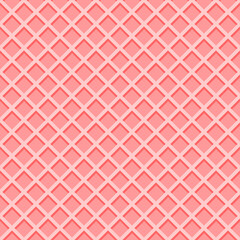 Ice cream waffle cone texture. Pink wafer background seamless pattern. Vector flat cartoon illustration.