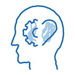 human brain settings and heart doodle icon hand drawn illustration