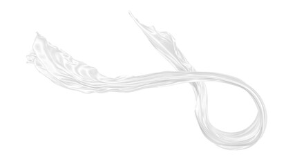 Beautiful flowing fabric of white wavy silk or satin. 3d rendering image.