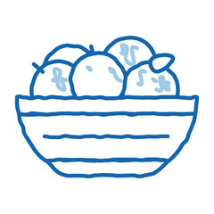 bowl of oranges doodle icon hand drawn illustration