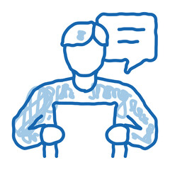 speaker reading from paper list doodle icon hand drawn illustration
