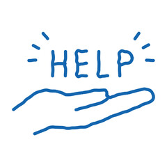 help on palm doodle icon hand drawn illustration