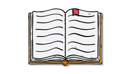 Colorful, cartoon style vector illustration of open book. In vector file object is isolated.