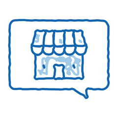 shop in quote frame doodle icon hand drawn illustration