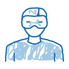 human with eyes mask doodle icon hand drawn illustration