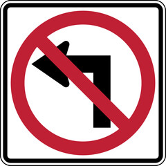 Road Sign No Left Turn