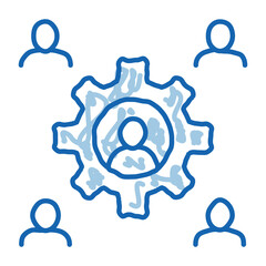 working outsource emplayees doodle icon hand drawn illustration