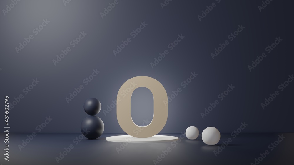 Fototapete o lettering in photo realistic rendering. 3d illustration alphabet with copy space. decoration eleme
