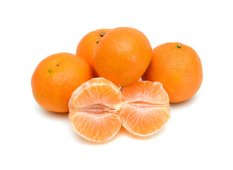 Ripe mandarin citrus isolated tangerine mandarine orange on white background. 