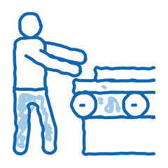 wood material conveyor doodle icon hand drawn illustration