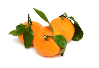 Ripe mandarin citrus isolated tangerine mandarine orange on white background. 
