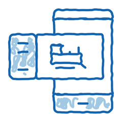 electronic train ticket doodle icon hand drawn illustration