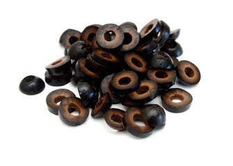 Olives on twig isolated on white background