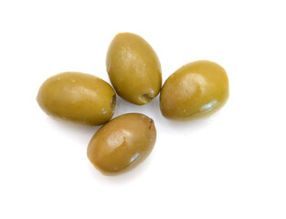 Olives on twig isolated on white background