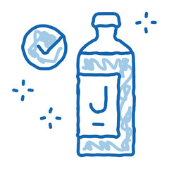 juice bottle approved mark doodle icon hand drawn illustration
