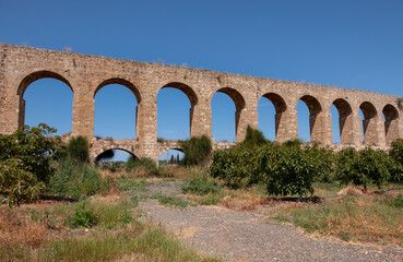 Fototapeta na wymiar The 200 year old Ottoman aqueduct, supplied water from Cabri springs to Acco, western Galilee, Israel.
