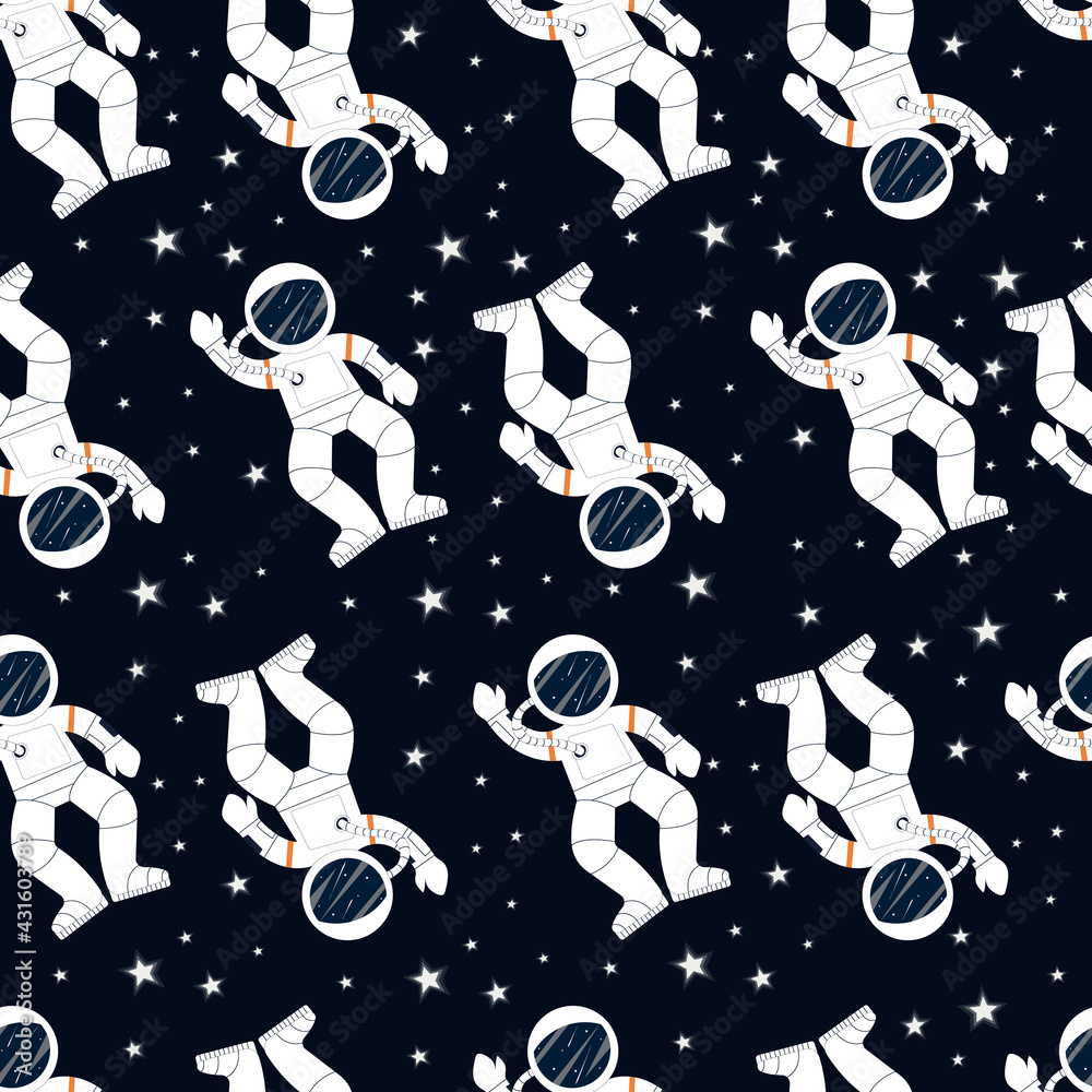 Wall mural astronaut with rocket and alien in the open space