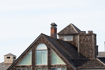 the roof is covered with shingles old roofing rooftop