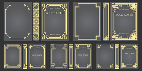 Set of template for Books covers and spine design. Retro frames. Art Deco Brochure cover design. Geometric pattern.