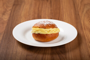 Berlin balls. Bread stuffed with icing cream.