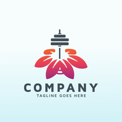 flower design fitness icon vector logo design