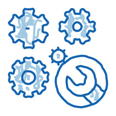 watch gears wrench doodle icon hand drawn illustration