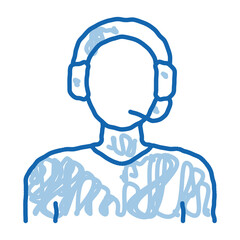 webshop call center operator doodle icon hand drawn illustration