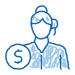 Fototapeta premium businesswoman profession doodle icon hand drawn illustration