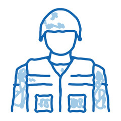 soldier profession doodle icon hand drawn illustration