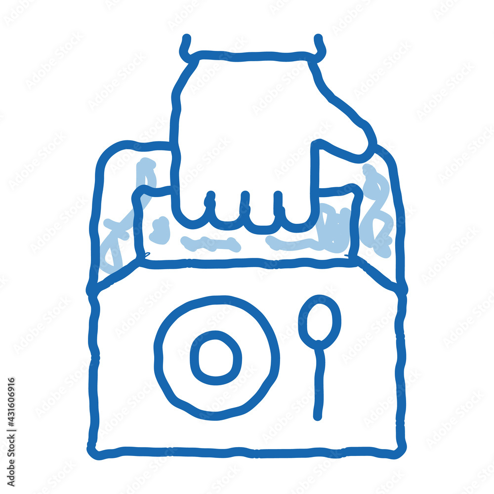 Poster food container delivery doodle icon hand drawn illustration