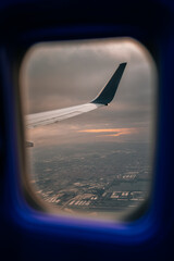 wing of airplane sky sunrise 