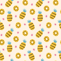 Hand drawn pineapples pattern