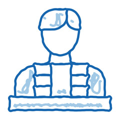 food delivery boy doodle icon hand drawn illustration