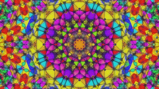 multicolored moving kaleidoscope patterns. animated three-dimensional background. 3d render