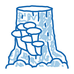 mushroom growing on stump doodle icon hand drawn illustration