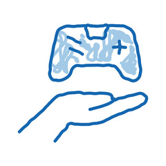 hand hold game joystick doodle icon hand drawn illustration