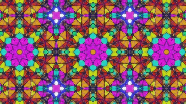 multicolored moving kaleidoscope patterns. animated three-dimensional background. 3d render