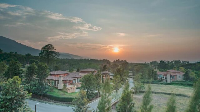 Beautiful Sunset at La Casetta Toscan Valley Khao Yai Thailand