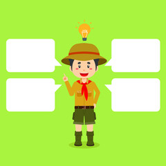 Scout Character Shows Get Idea with Bubble Text