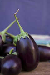 Fresh Raw baby Eggplants group
