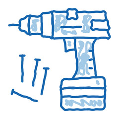 screwdriver equipment doodle icon hand drawn illustration