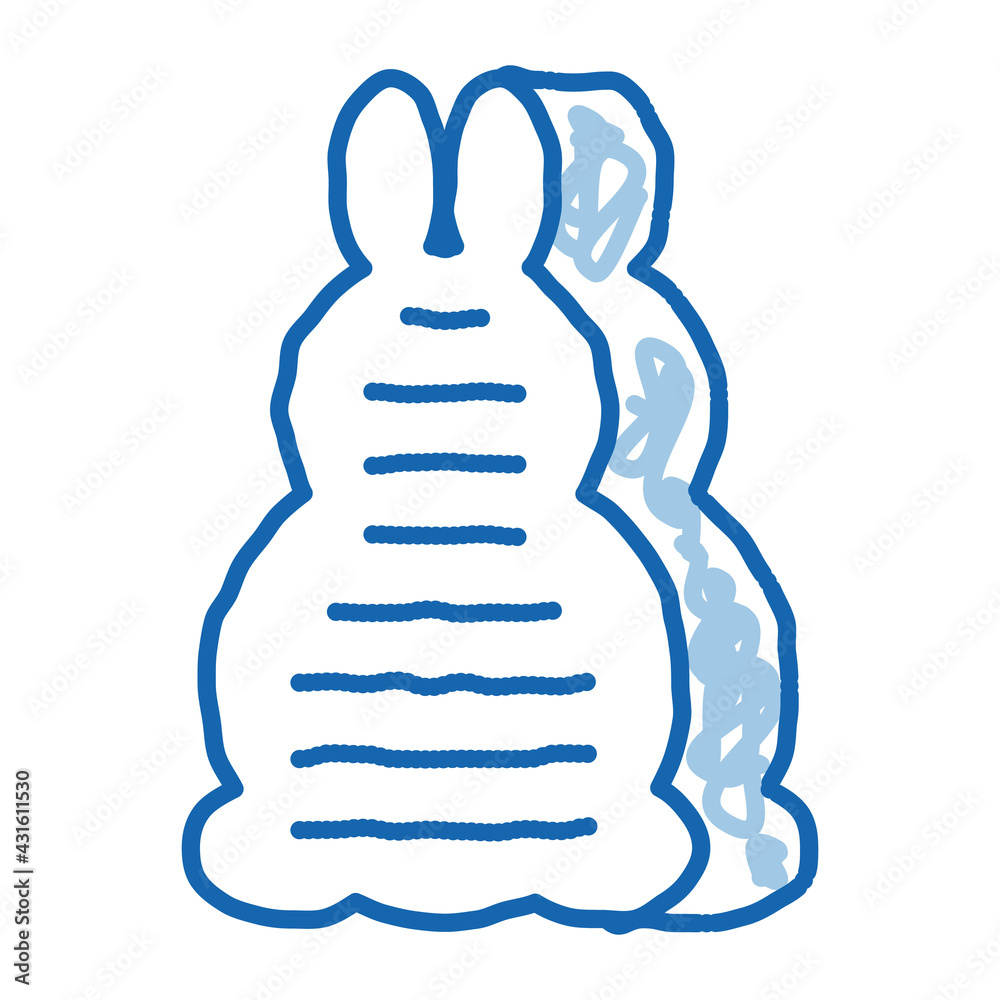 Poster bath layer in rabbit form doodle icon hand drawn illustration