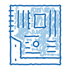 mainboard motheboard computer part doodle icon hand drawn illustration